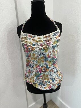 Decree Multicolor Floral Halter Camisole - White Base